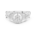 Petalune Flower Cluster Halo Lab Grown Diamond Ring with Leaf Accents
