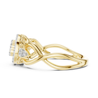 Petalune Flower Cluster Halo Lab Grown Diamond Ring with Leaf Accents