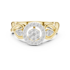 Petalune Flower Cluster Halo Lab Grown Diamond Ring with Leaf Accents