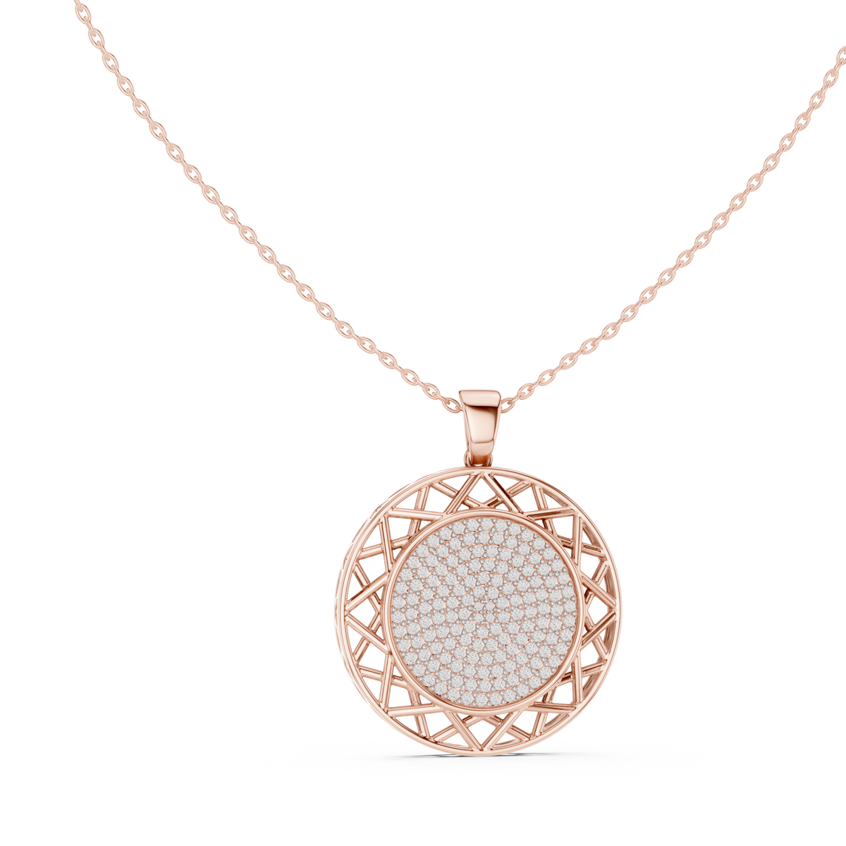 Aurelia Round Filigree Pavé Lab Grown Diamond Pendant Necklace