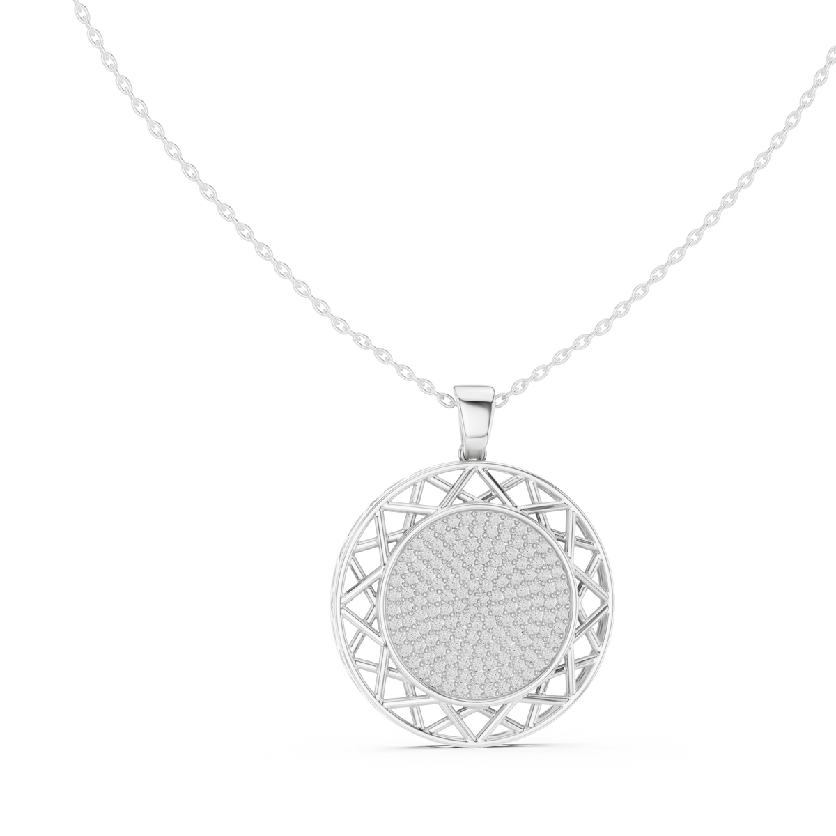Aurelia Round Filigree Pavé Lab Grown Diamond Pendant Necklace