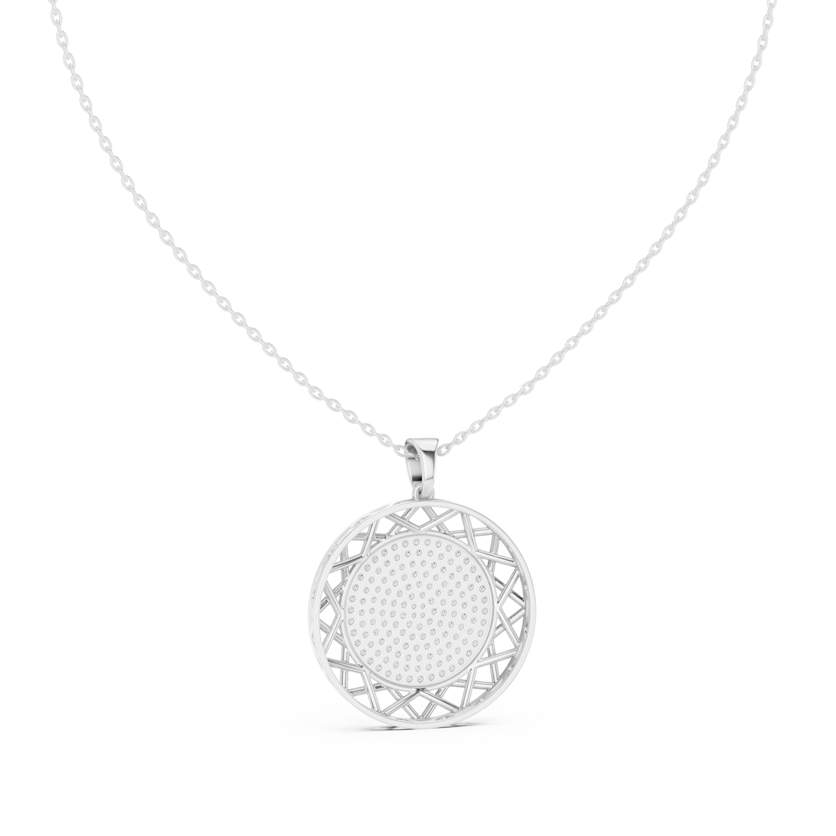 Aurelia Round Filigree Pavé Lab Grown Diamond Pendant Necklace