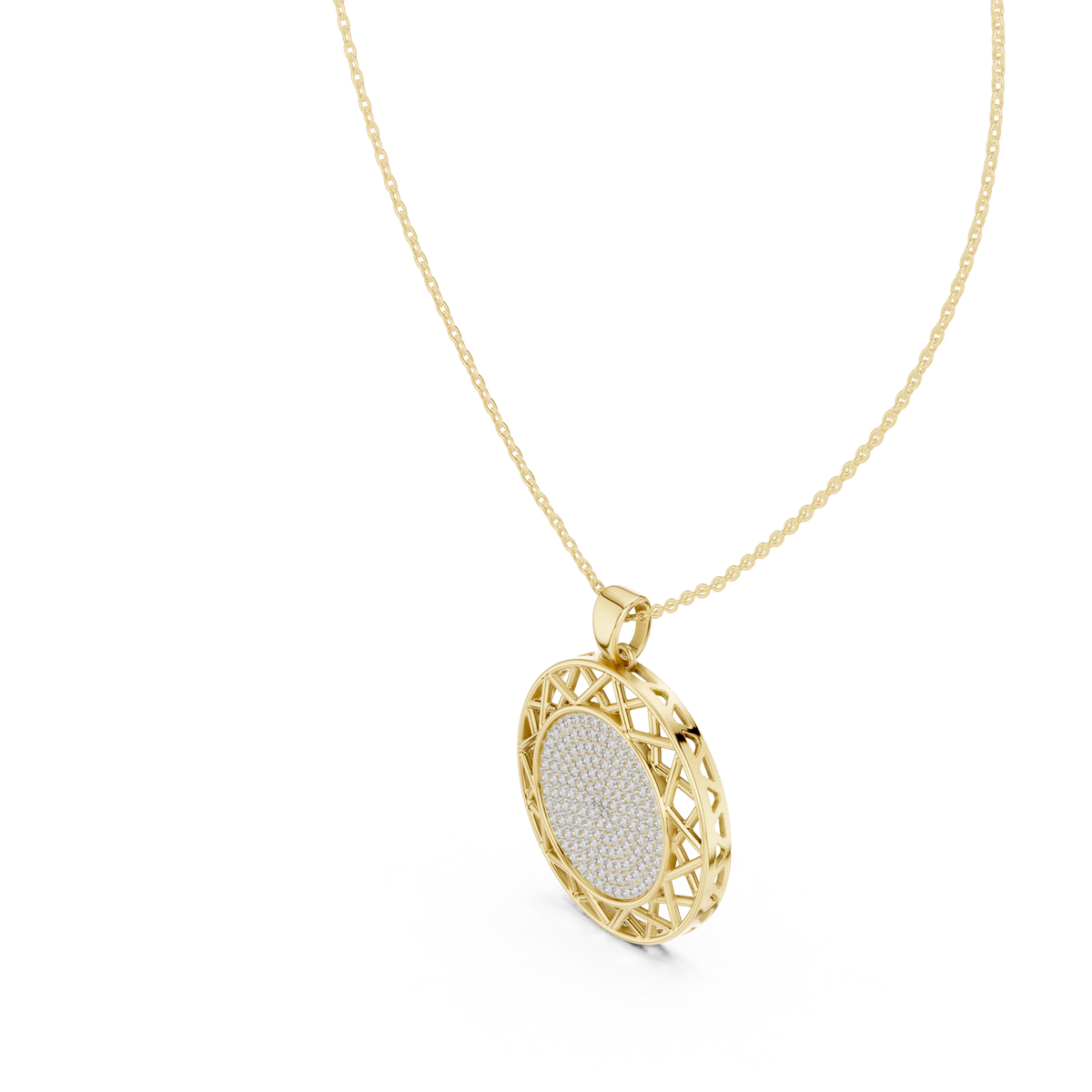 Aurelia Round Filigree Pavé Lab Grown Diamond Pendant Necklace