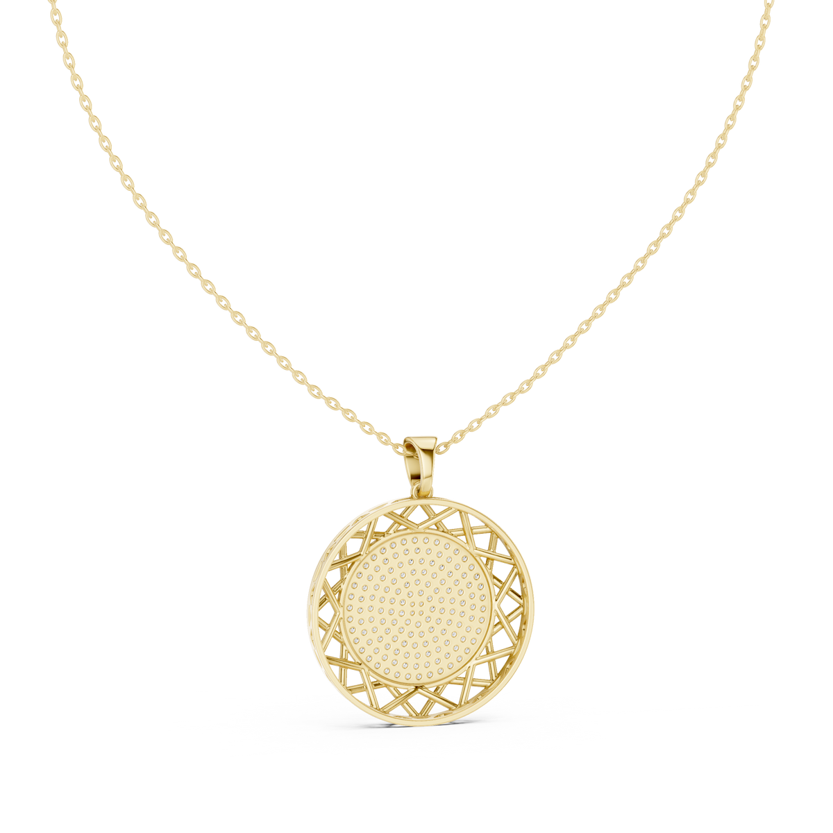 Aurelia Round Filigree Pavé Lab Grown Diamond Pendant Necklace