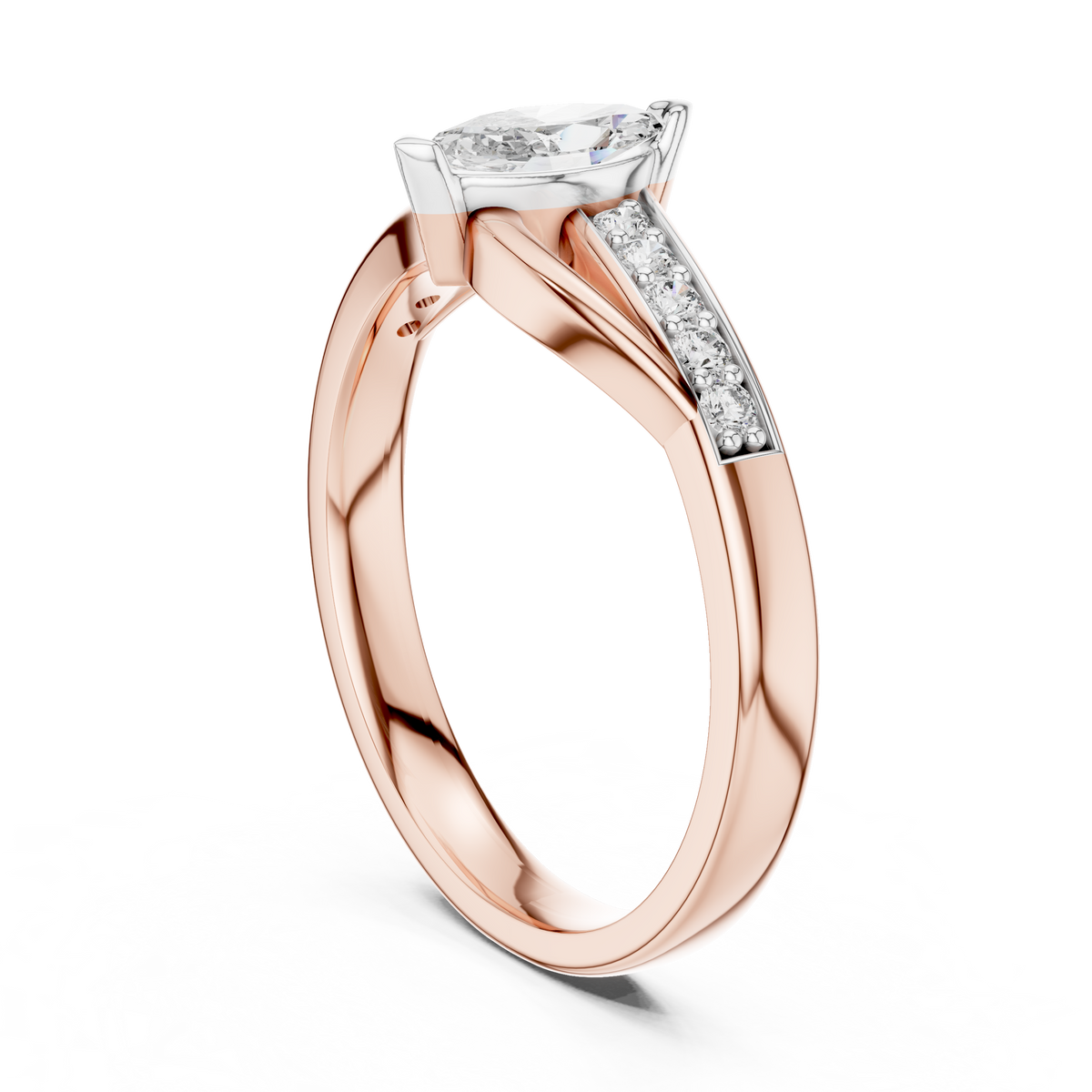 Marquelle Marquise Cut Solitaire Split Shank Lab Grown Diamond Engagement Ring