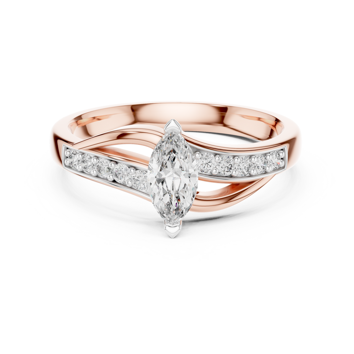 Marquelle Marquise Cut Solitaire Split Shank Lab Grown Diamond Engagement Ring