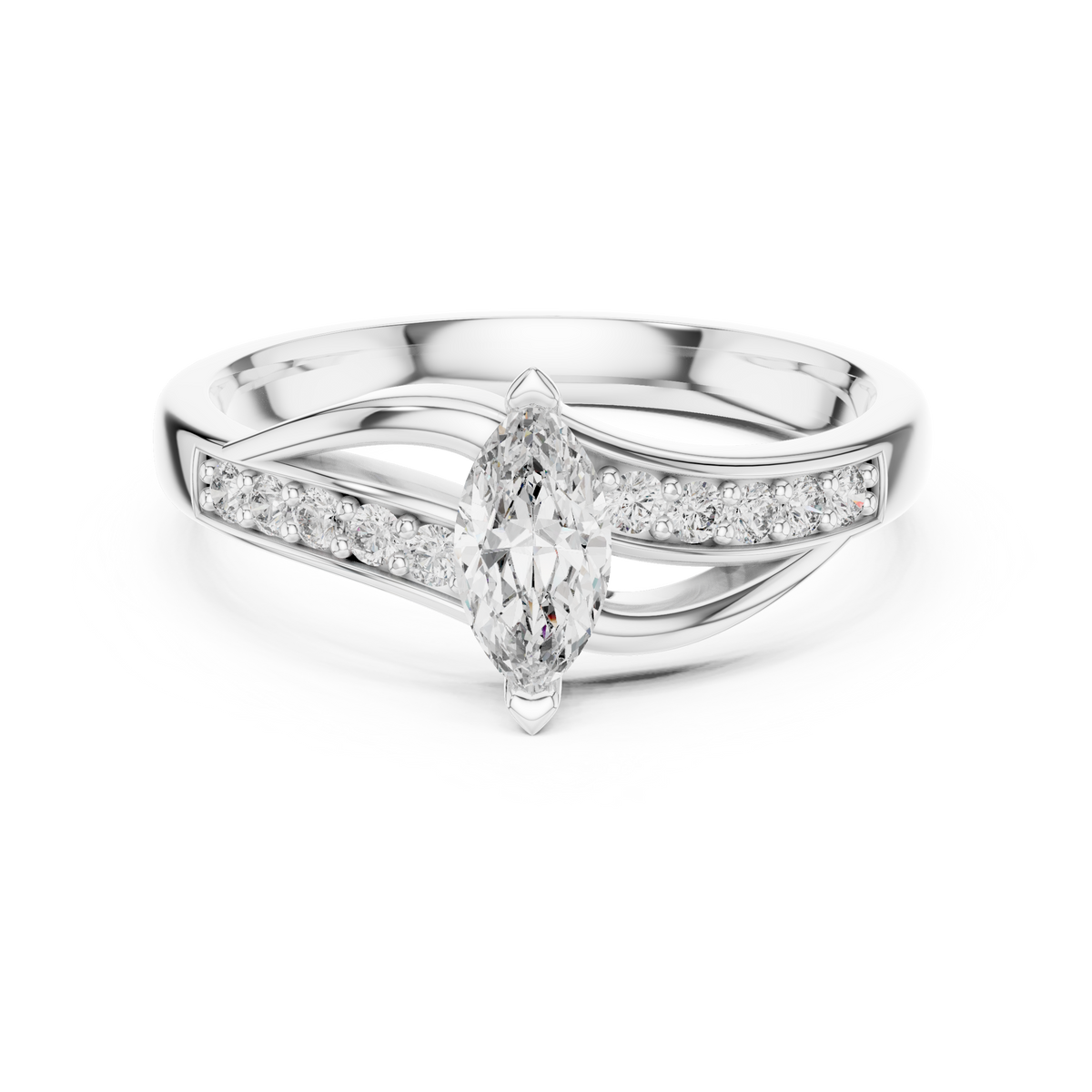 Marquelle Marquise Cut Solitaire Split Shank Lab Grown Diamond Engagement Ring