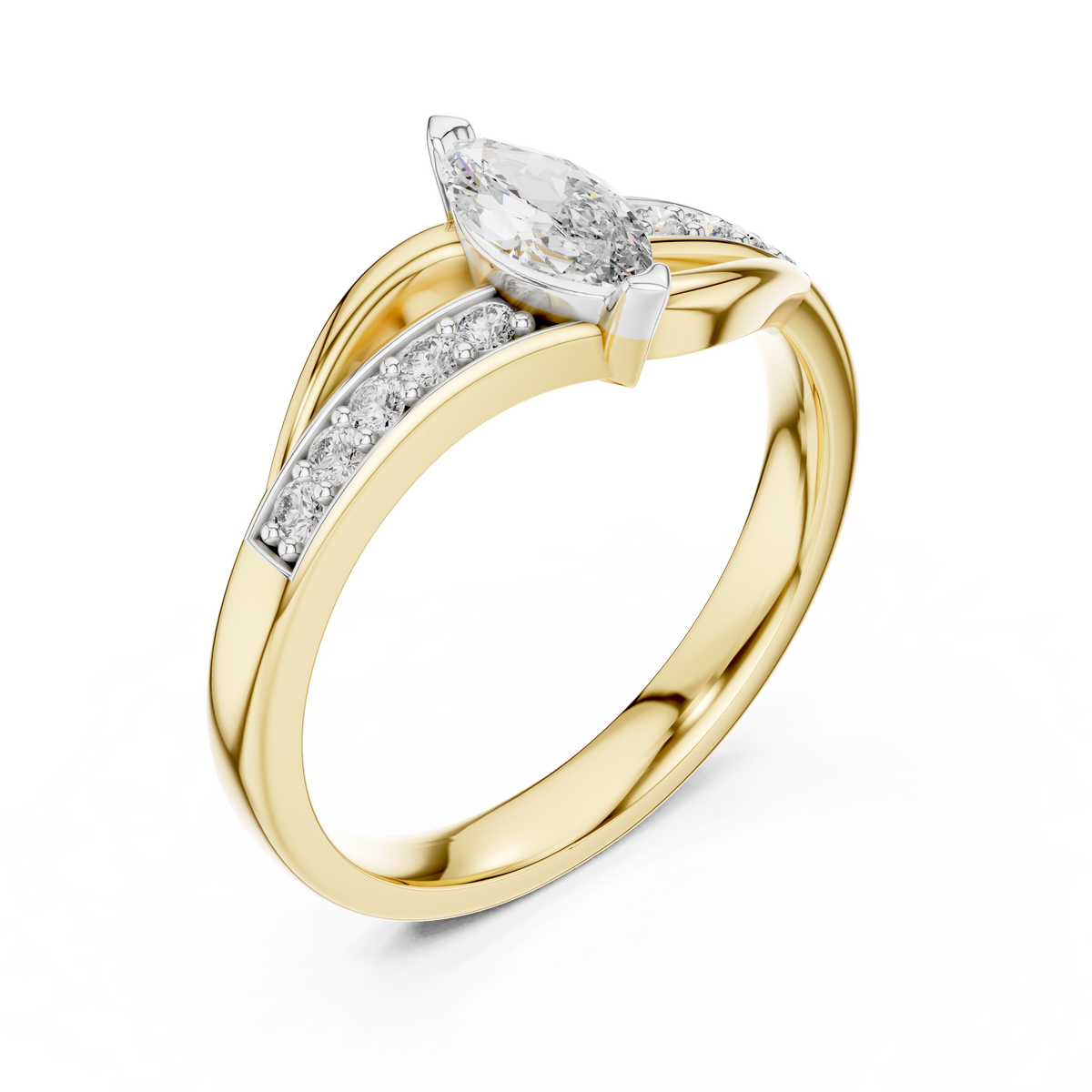 Marquelle Marquise Cut Solitaire Split Shank Lab Grown Diamond Engagement Ring