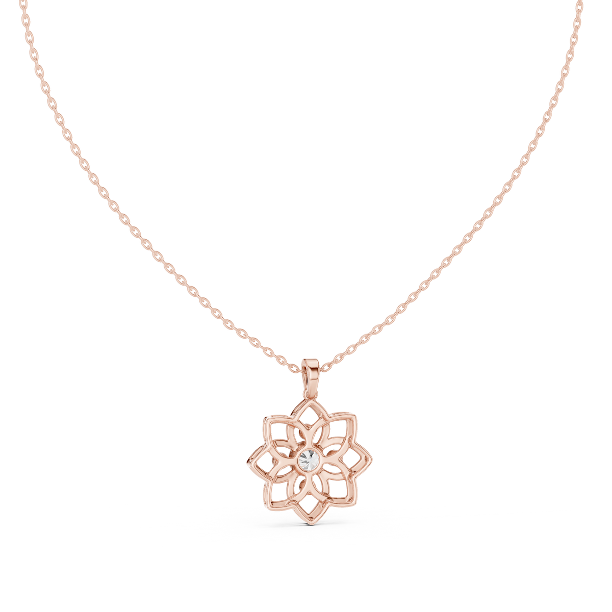 Elowyn Floral Geometric Lab Grown Diamond Pendant Necklace