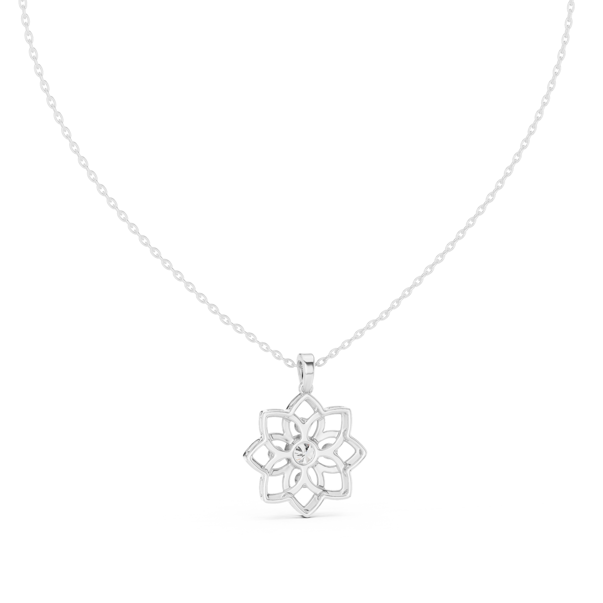Elowyn Floral Geometric Lab Grown Diamond Pendant Necklace