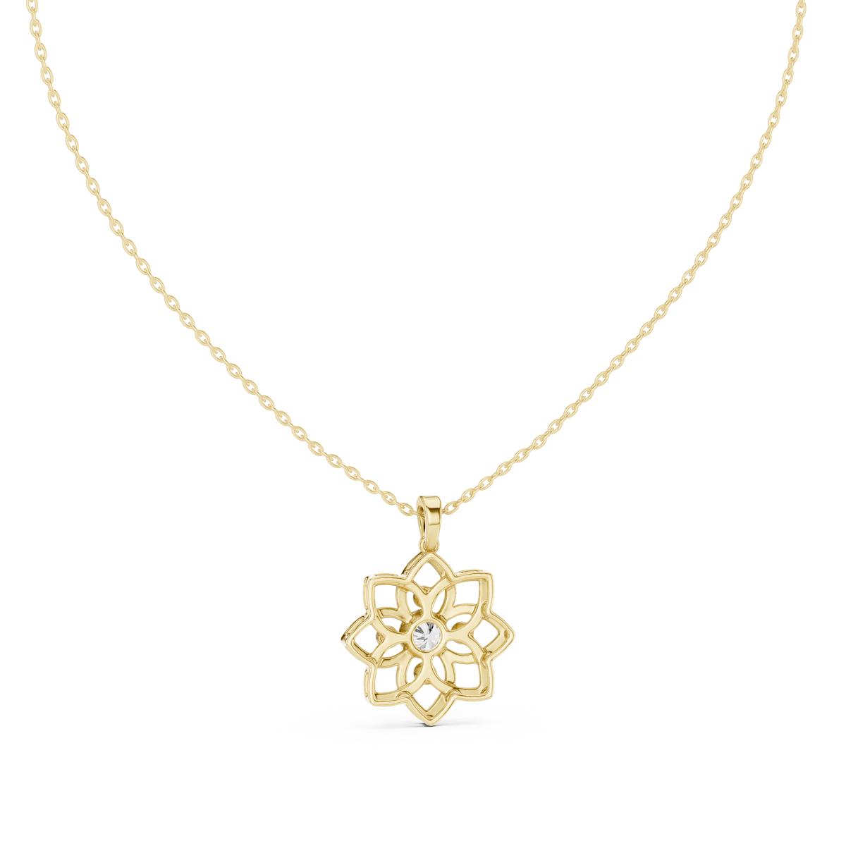 Elowyn Floral Geometric Lab Grown Diamond Pendant Necklace