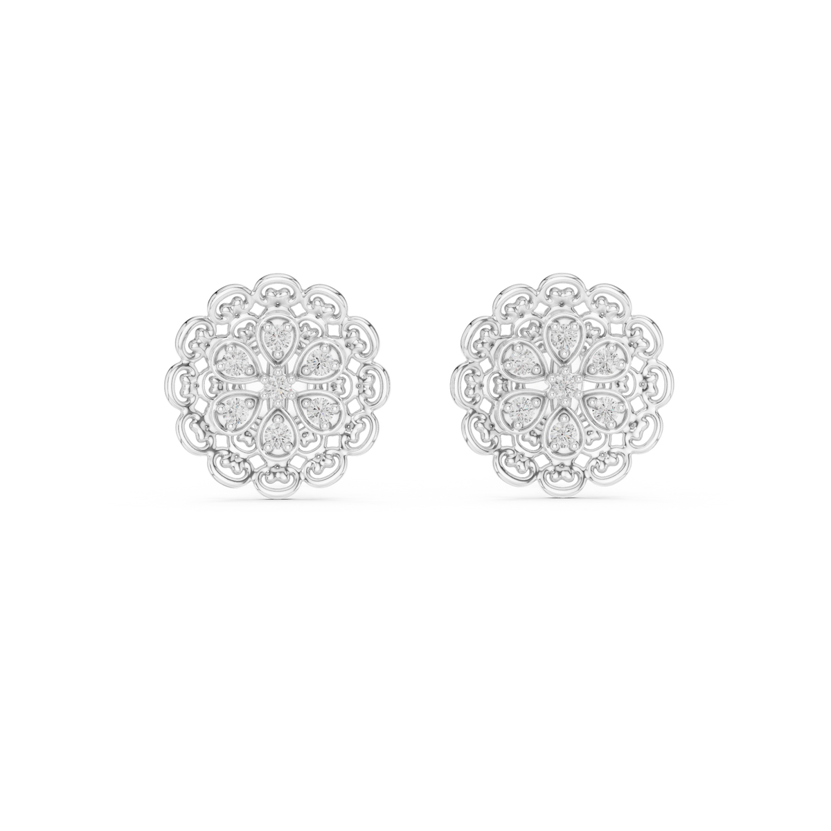Lacelle Lace Border Rosette Teardrop Petal Lab Grown Diamond Earrings
