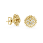 Lacelle Lace Border Rosette Teardrop Petal Lab Grown Diamond Earrings