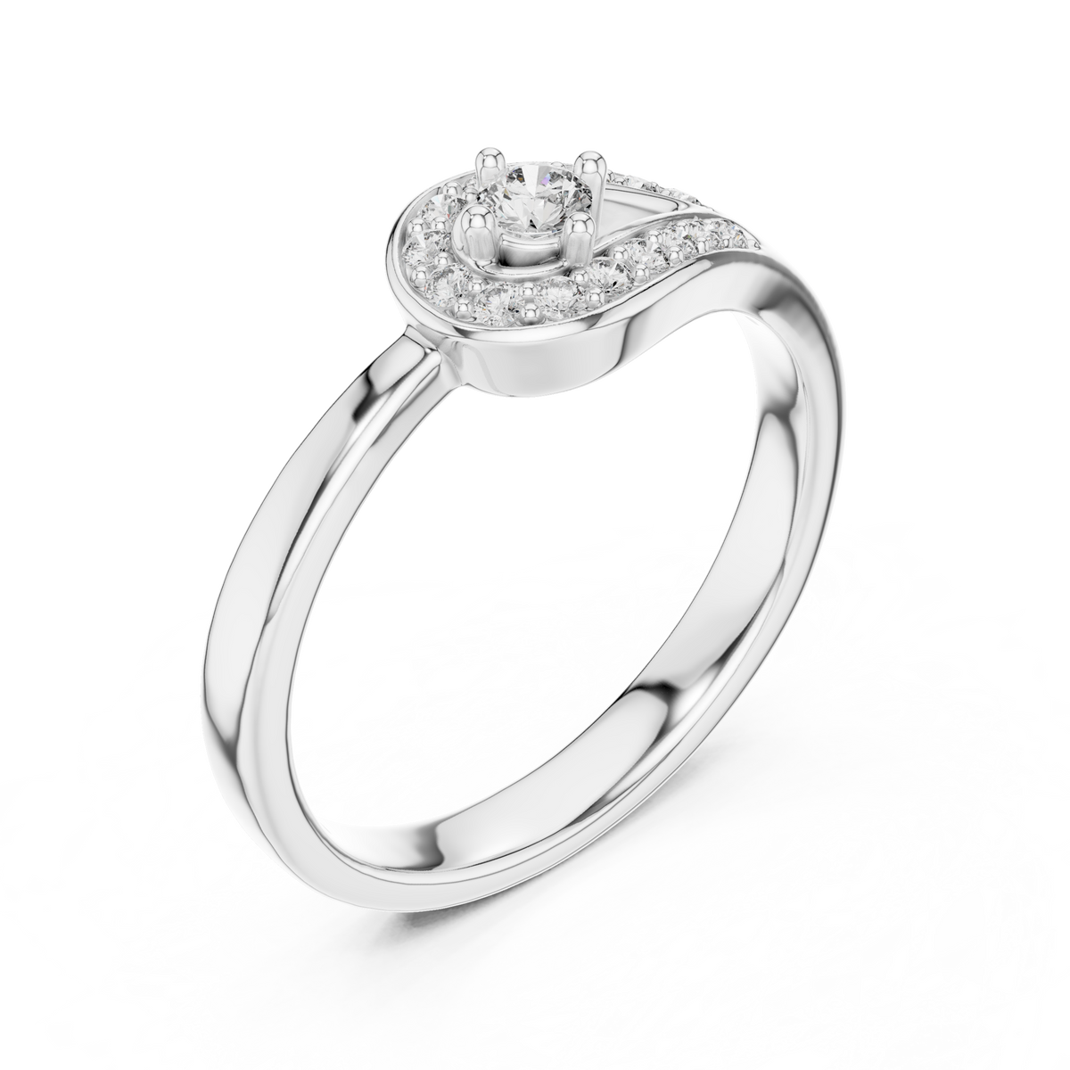 Loopelle Teardrop Loop Pavé Lab Grown Diamond Solitaire Ring