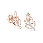 Ferrelle Layered Fern Leaf Outline with Pavé Stem Lab Grown Diamond Earrings