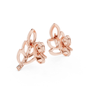 Ferrelle Layered Fern Leaf Outline with Pavé Stem Lab Grown Diamond Earrings