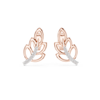 Ferrelle Layered Fern Leaf Outline with Pavé Stem Lab Grown Diamond Earrings