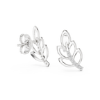 Ferrelle Layered Fern Leaf Outline with Pavé Stem Lab Grown Diamond Earrings