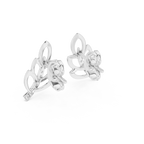 Ferrelle Layered Fern Leaf Outline with Pavé Stem Lab Grown Diamond Earrings