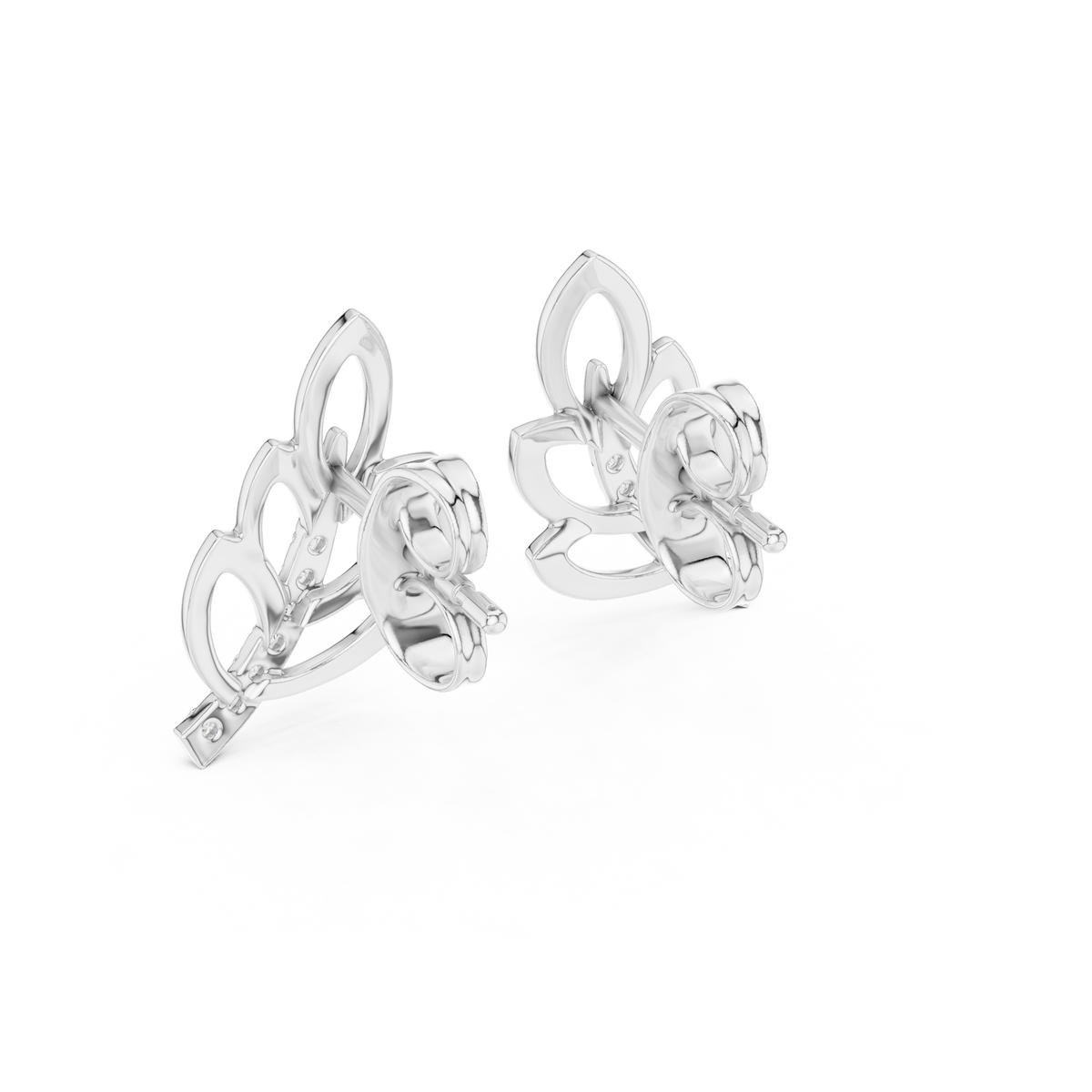 Ferrelle Layered Fern Leaf Outline with Pavé Stem Lab Grown Diamond Earrings