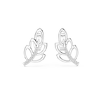 Ferrelle Layered Fern Leaf Outline with Pavé Stem Lab Grown Diamond Earrings