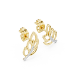 Ferrelle Layered Fern Leaf Outline with Pavé Stem Lab Grown Diamond Earrings