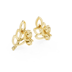Ferrelle Layered Fern Leaf Outline with Pavé Stem Lab Grown Diamond Earrings