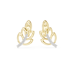 Ferrelle Layered Fern Leaf Outline with Pavé Stem Lab Grown Diamond Earrings