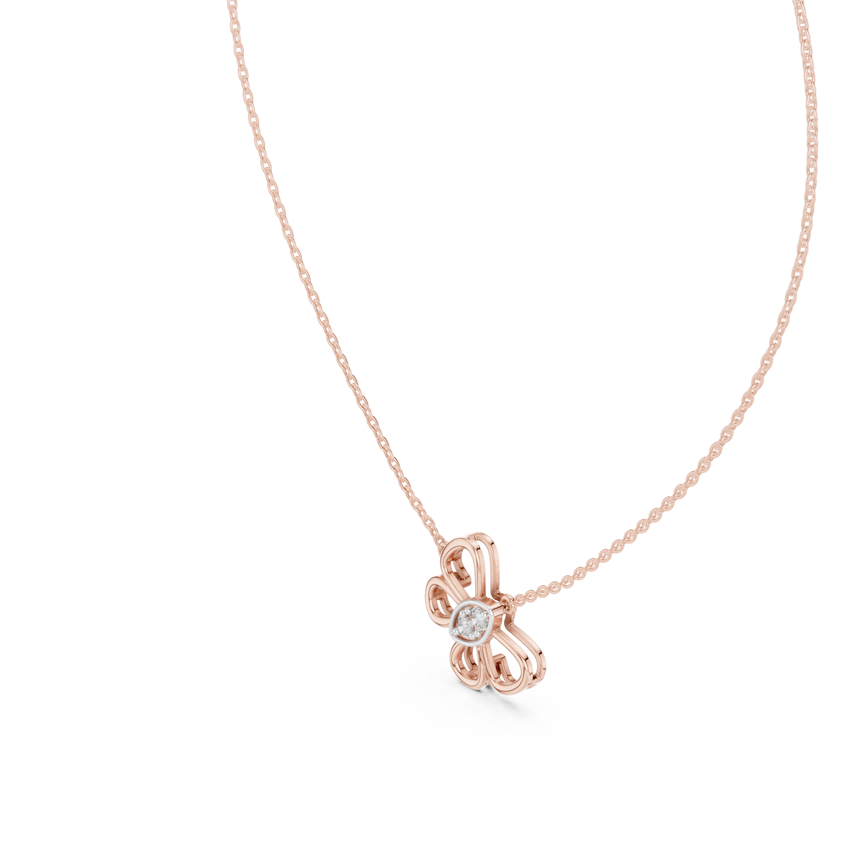 Elowyn Floral Loop Lab Grown Diamond Pendant Necklace