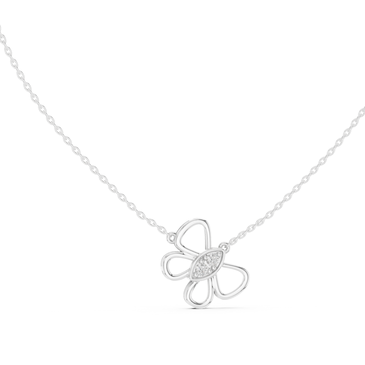 Elowyn Floral Loop Lab Grown Diamond Pendant Necklace