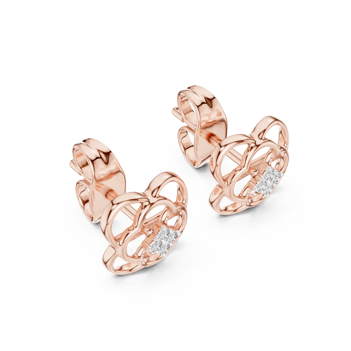Orbelle Overlapping Ring Blossom Diamond Cluster Lab Grown Diamond Earrings