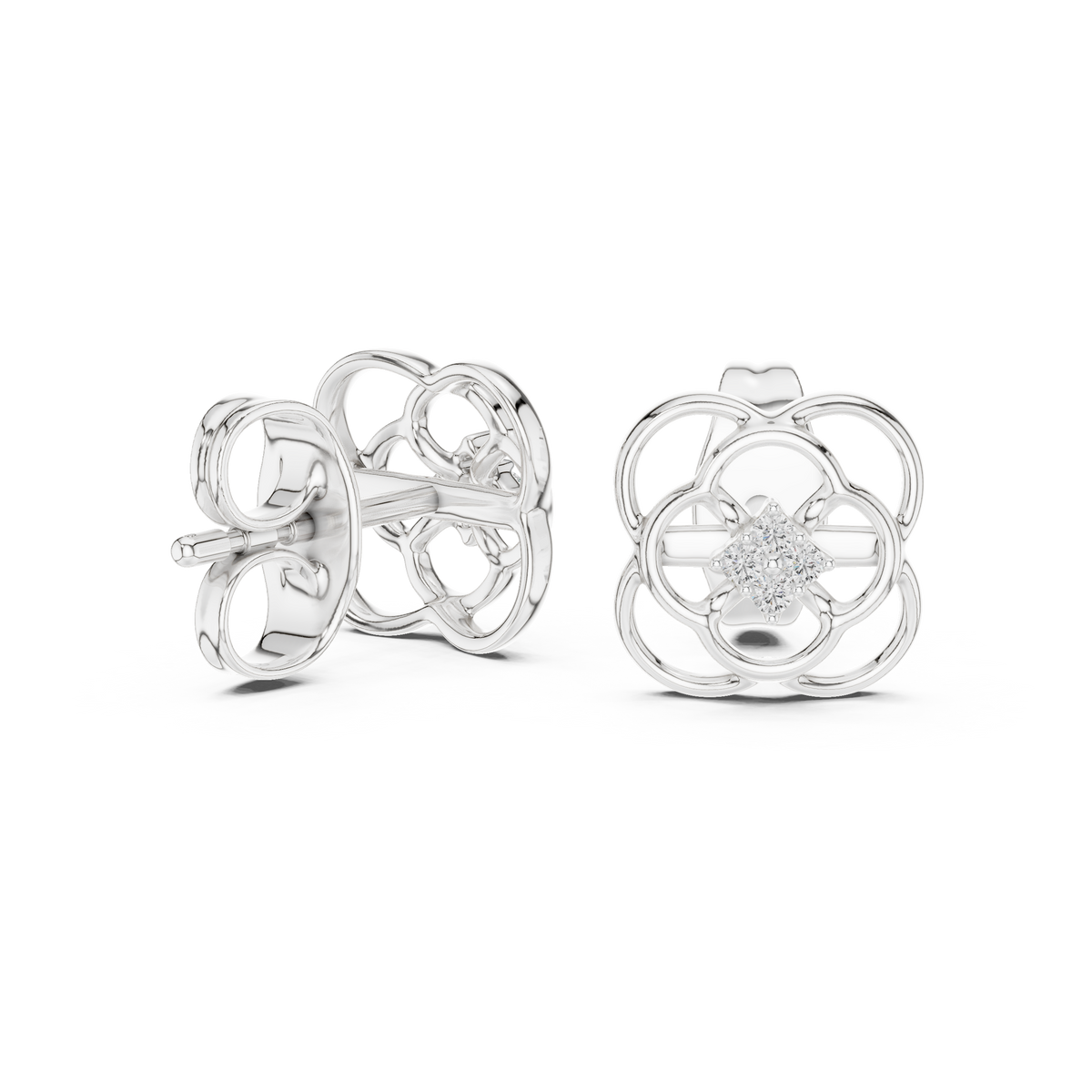 Orbelle Overlapping Ring Blossom Diamond Cluster Lab Grown Diamond Earrings