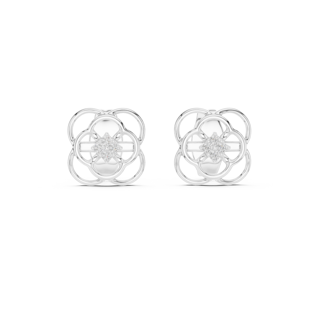 Orbelle Overlapping Ring Blossom Diamond Cluster Lab Grown Diamond Earrings