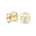 Funkelnde Diamant-Gold-Creolen | Ohrringe mit Blumenmuster