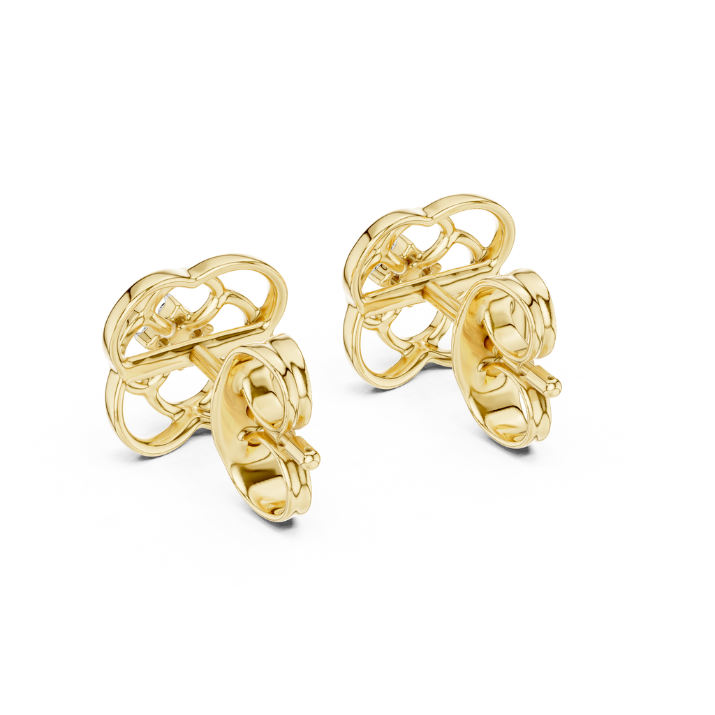 Funkelnde Diamant-Gold-Creolen | Ohrringe mit Blumenmuster