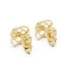 Funkelnde Diamant-Gold-Creolen | Ohrringe mit Blumenmuster