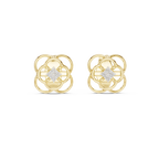 Funkelnde Diamant-Gold-Creolen | Ohrringe mit Blumenmuster