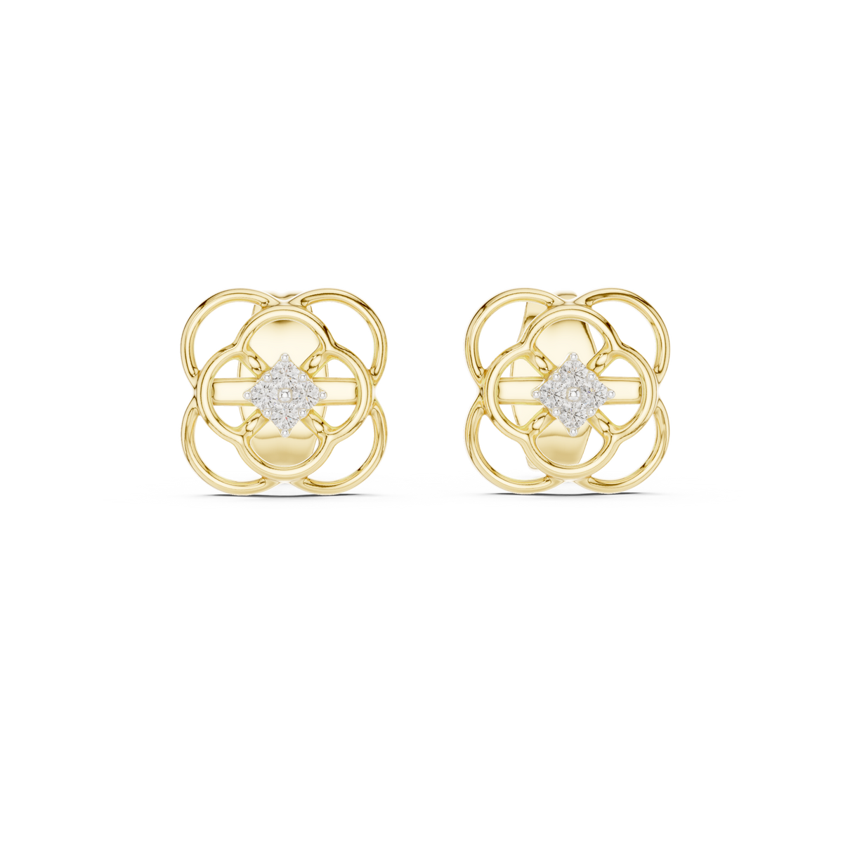 Orbelle Overlapping Ring Blossom Diamond Cluster Lab Grown Diamond Earrings