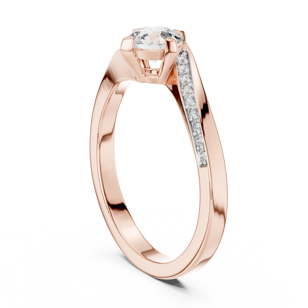Twistelle Twisted Bypass Pavé Solitaire Lab Grown Diamond Ring