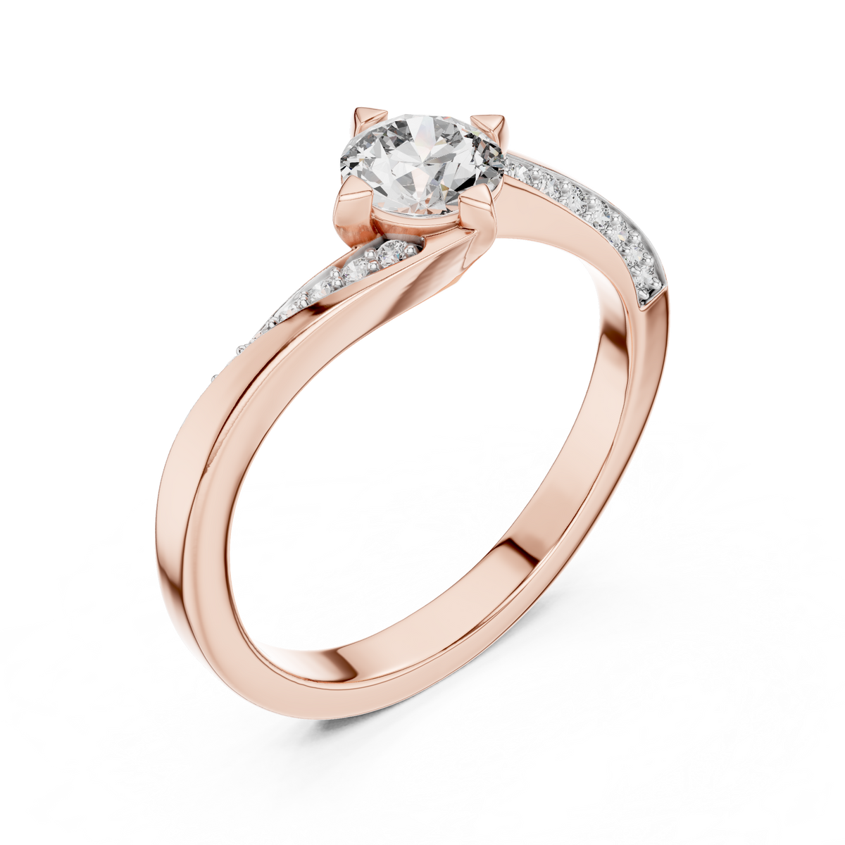 Twistelle Twisted Bypass Pavé Solitaire Lab Grown Diamond Ring