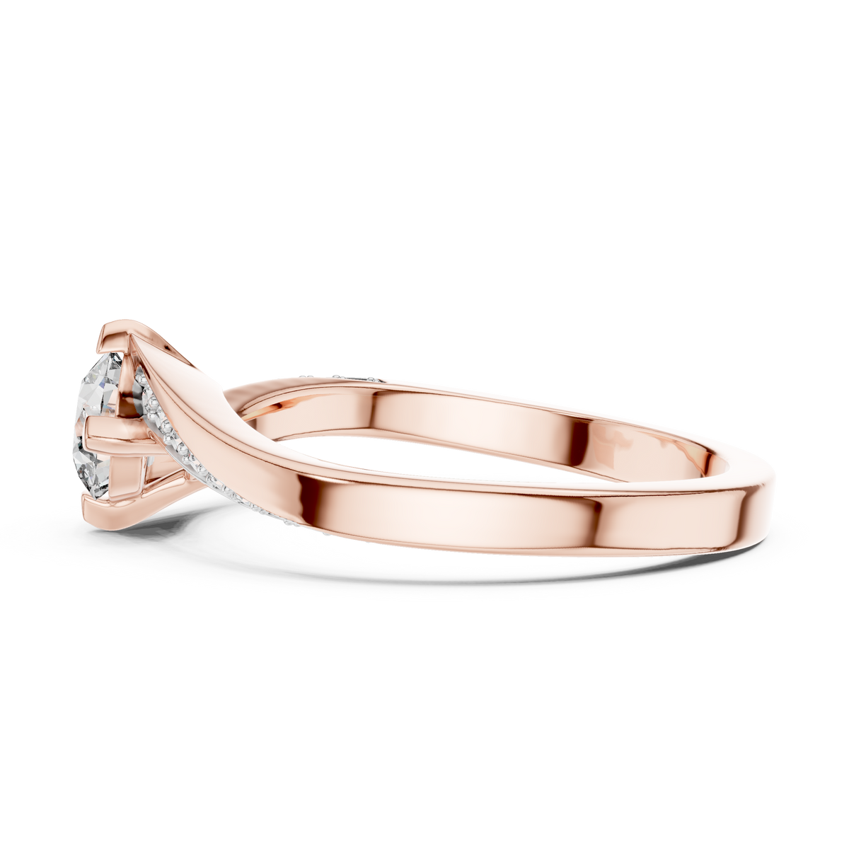 Twistelle Twisted Bypass Pavé Solitaire Lab Grown Diamond Ring