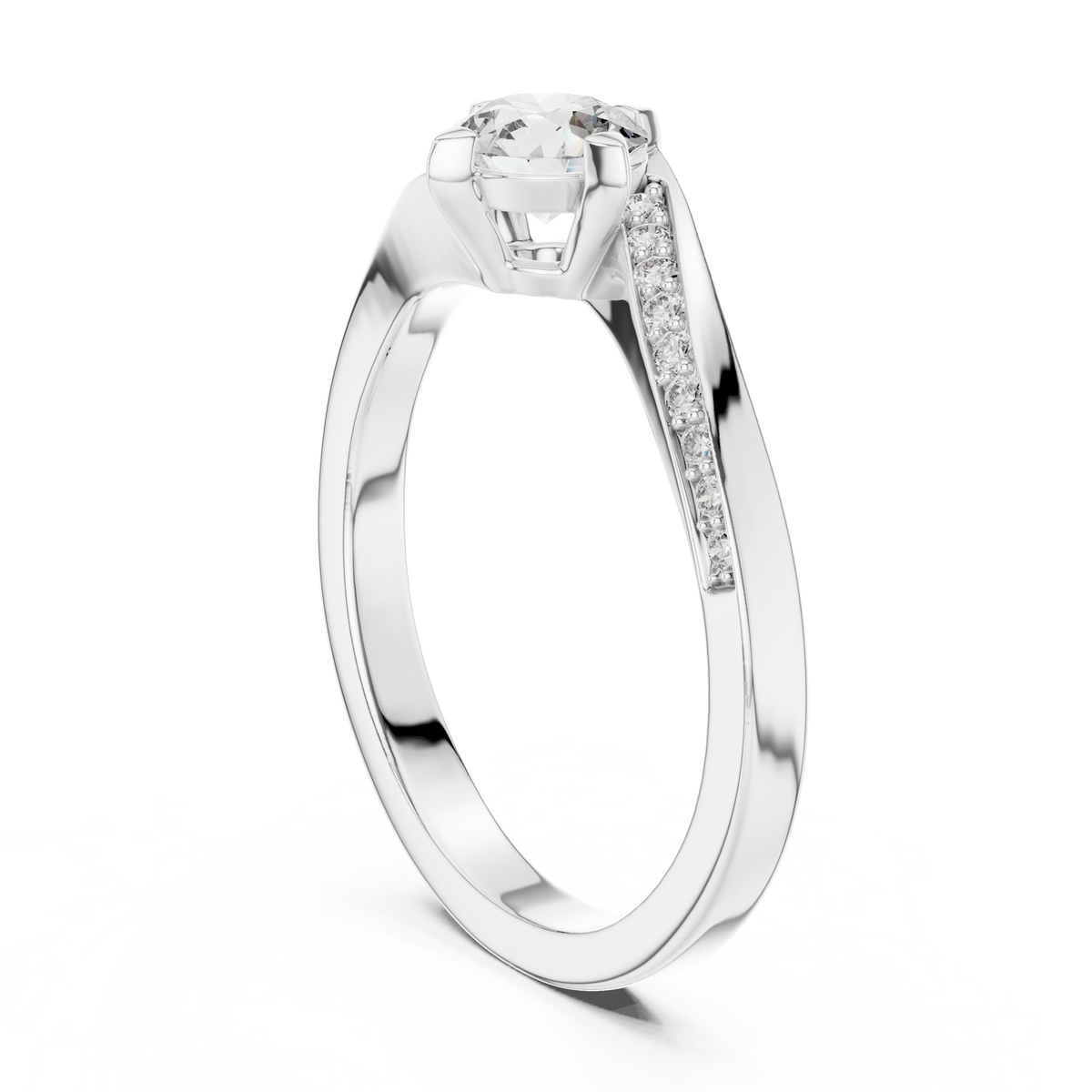 Twistelle Twisted Bypass Pavé Solitaire Lab Grown Diamond Ring