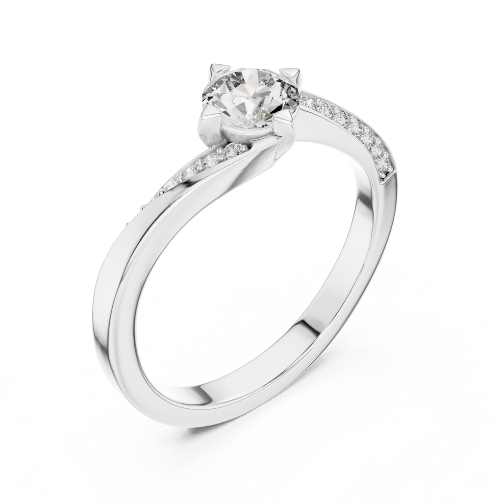 Twistelle Twisted Bypass Pavé Solitaire Lab Grown Diamond Ring