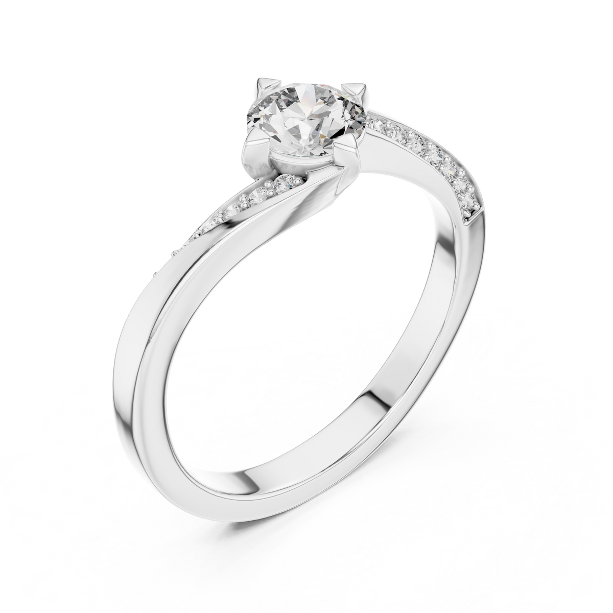 Twistelle Twisted Bypass Pavé Solitaire Lab Grown Diamond Ring