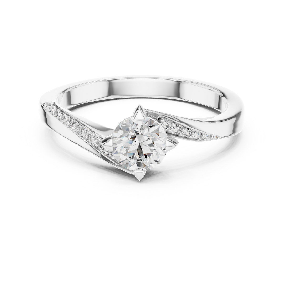 Twistelle Twisted Bypass Pavé Solitaire Lab Grown Diamond Ring