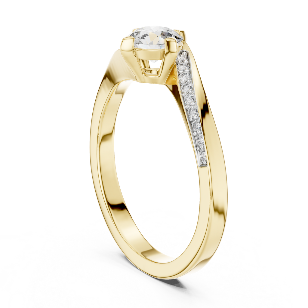 Twistelle Twisted Bypass Pavé Solitaire Lab Grown Diamond Ring