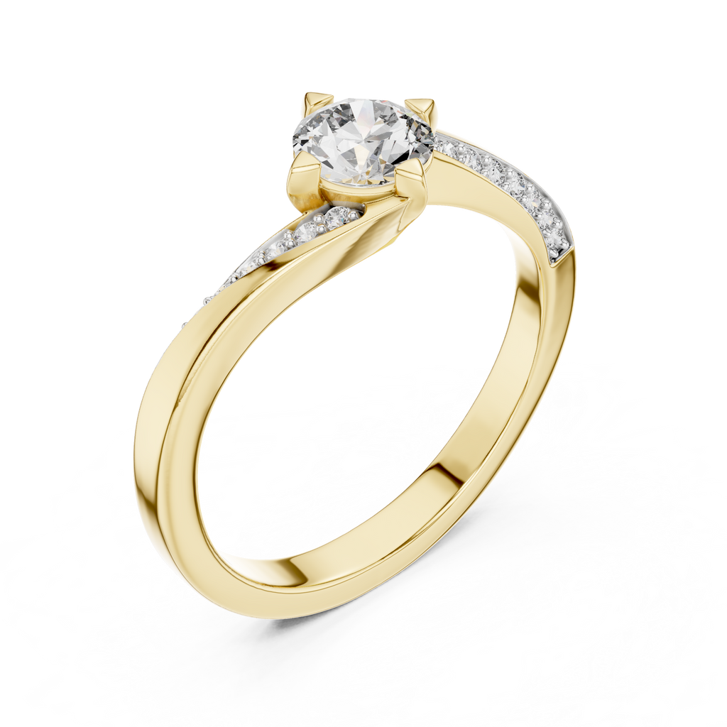 Twistelle Twisted Bypass Pavé Solitaire Lab Grown Diamond Ring