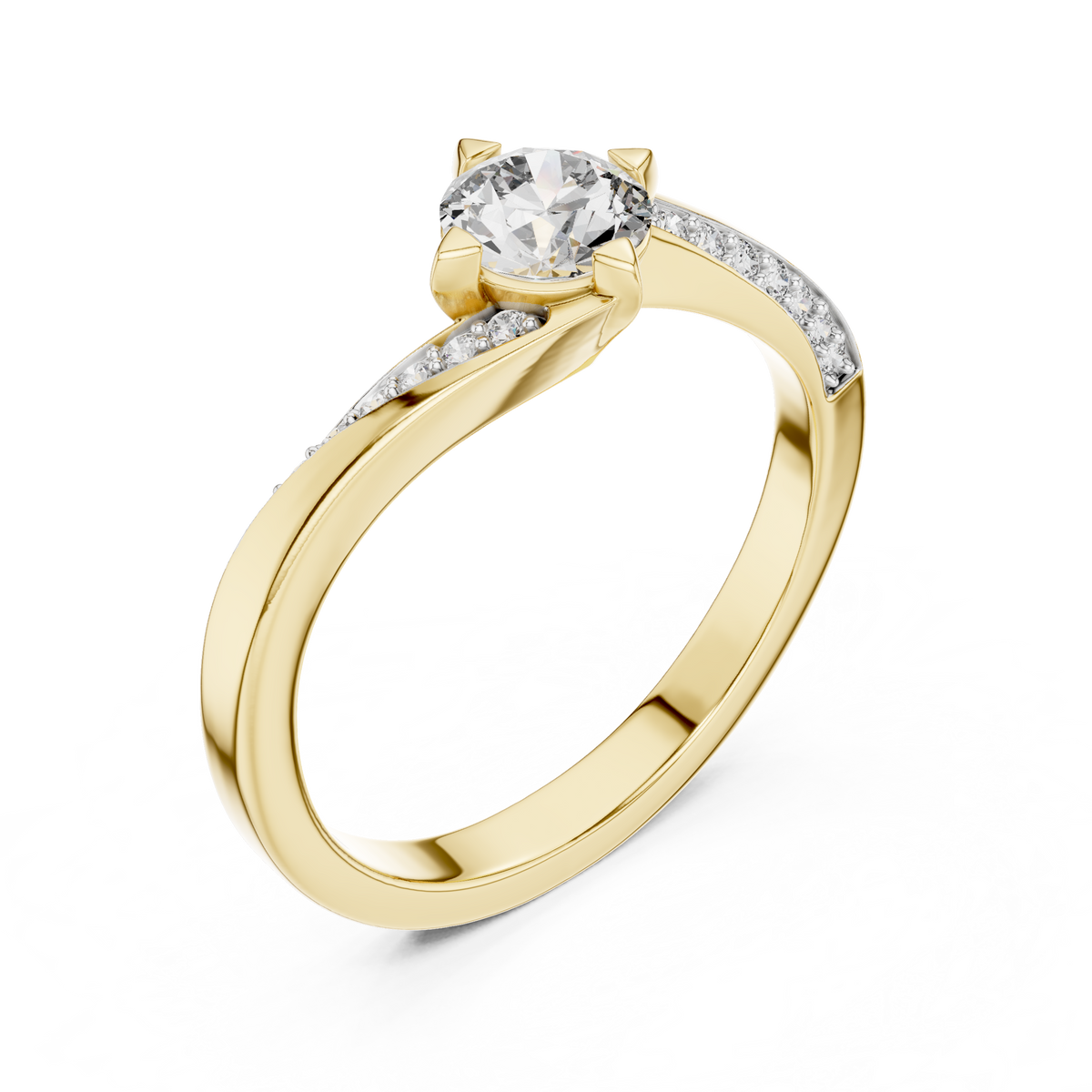Twistelle Twisted Bypass Pavé Solitaire Lab Grown Diamond Ring