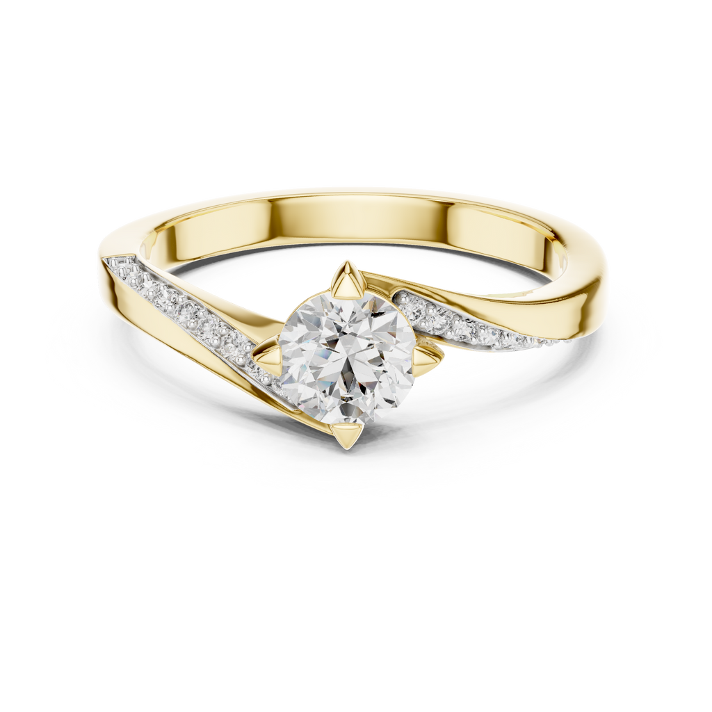 Twistelle Twisted Bypass Pavé Solitaire Lab Grown Diamond Ring