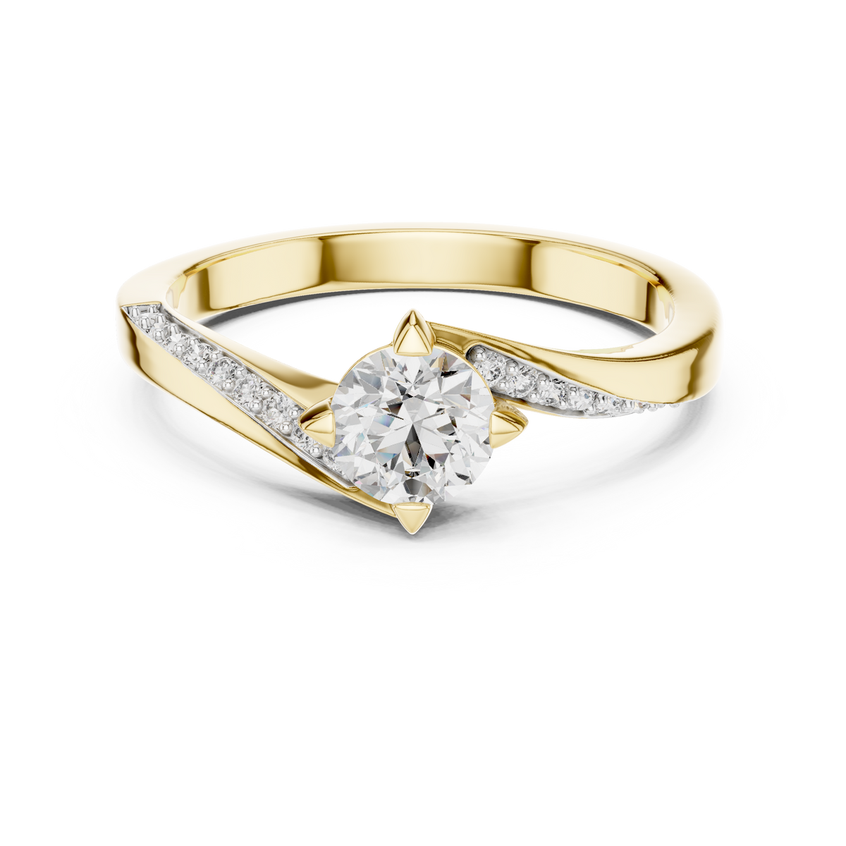 Twistelle Twisted Bypass Pavé Solitaire Lab Grown Diamond Ring